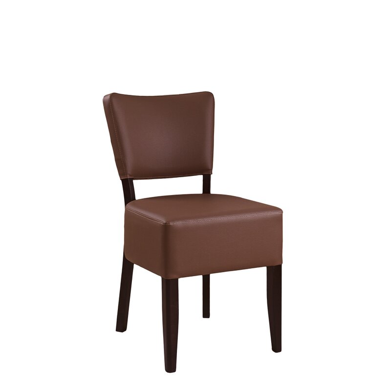 Chaise en bois rembourrée simili cuir vintage BAKINO 28