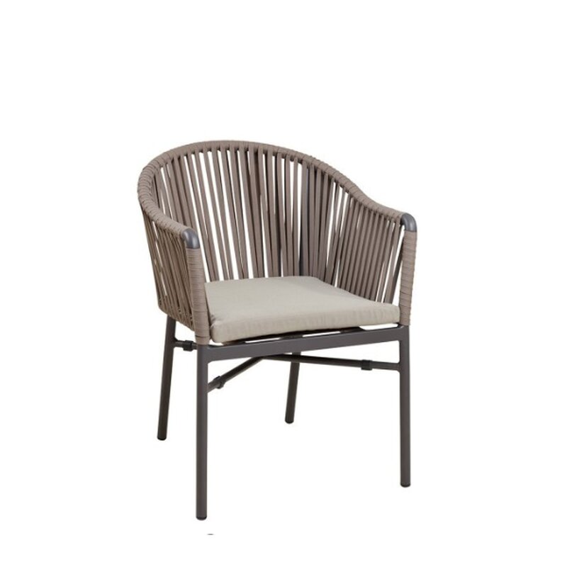 Chaise dextrieur aluminium et fibres tresses RAMILA gris