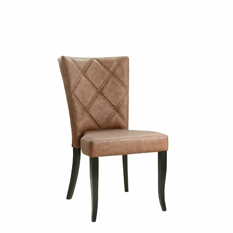 Chaise en bois rembourrée matelassée empilable KELLY Noyer clair Simili-cuir antique