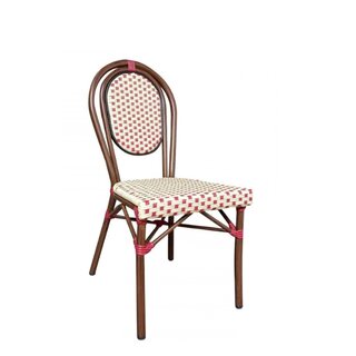 Chaise dextrieur empilable BASTO Crme et Rouge