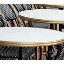 Plateau de table rond diamtre 60cm avec cerclage laiton TOPALIT dcor marbre de gne blanc